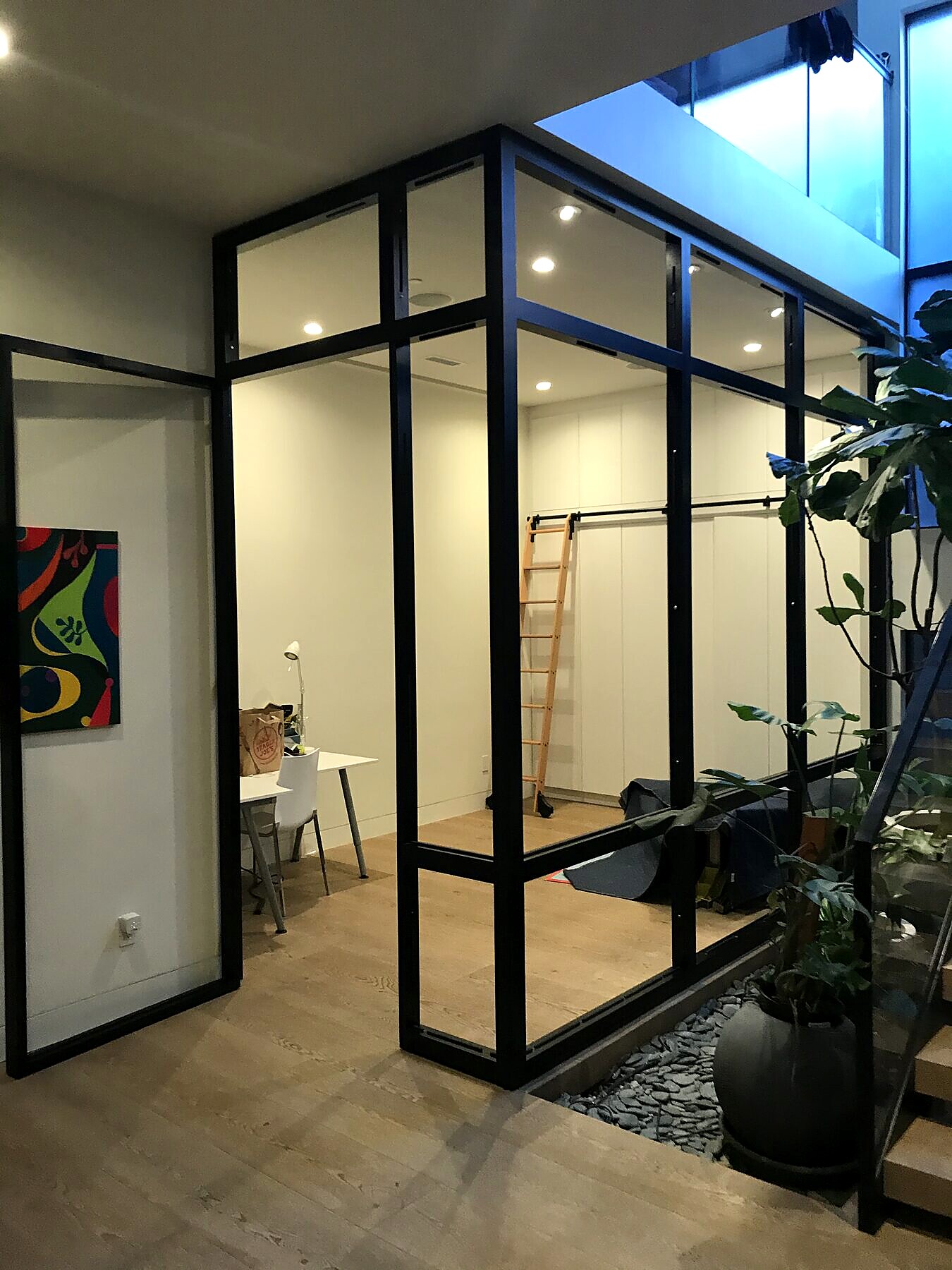Custom steel and glass home office enclosure