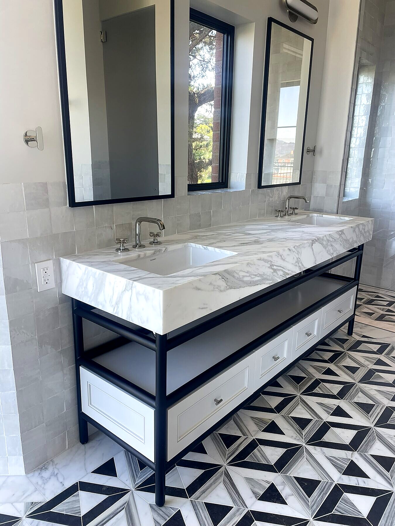Custom steel vanity frame, bathroom fabrication