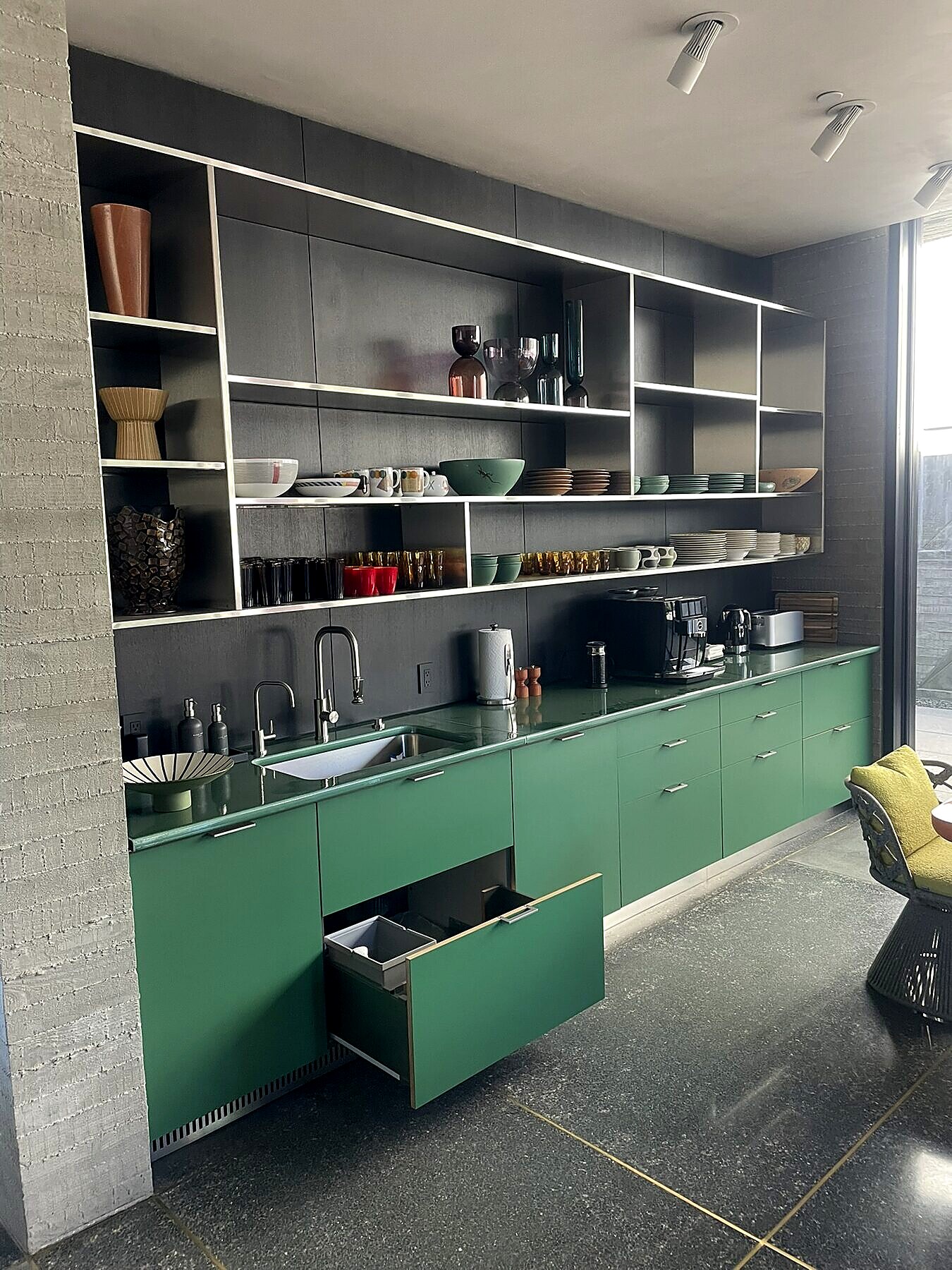 Stainless steel floating shelving, custom fabrication